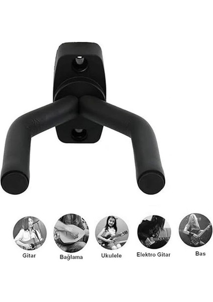 Gitar Bağlama Ukulele Duvar Askı Standı + Dübel ve Vida Dahil