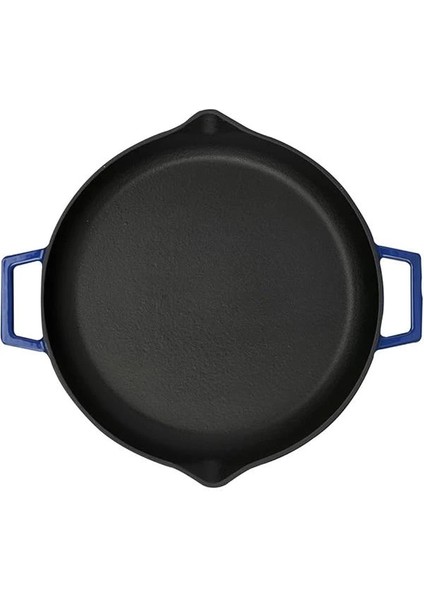 Metal Döküm Kızartma Tavası, Metal Kulplu, 26 Cm, Mavi