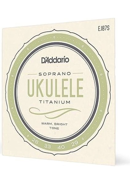 D'addario EJ87S Ukulele Tel Seti, Soprano, Titanium, Warm Bright T indirimleri