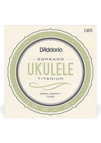 D'addario EJ87S Ukulele Tel Seti, Soprano, Titanium, Warm Bright T