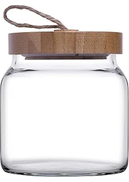 43573S00 Woody Ahşap Kapaklı Kavanoz 575 cc Şeffaf