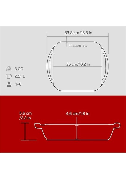 Döküm Kızartma Tavası, Kare, 26X26 Cm, Kırmızı indirimleri