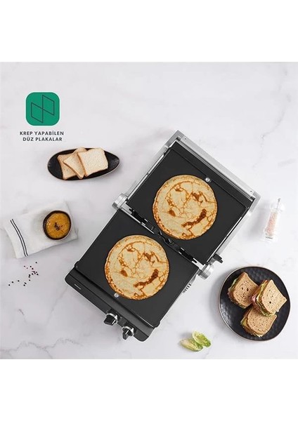 Grilliant 1342H 3 In 1 Inox Gövde Çift Taraflı Xl Döküm Plaka Tost ve Izgara Makinesi indirimleri