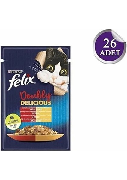 Çifte Lezzet Sığır & Tavuklu Kedi Yaş Mama (26 x 85 Gr) fırsatları