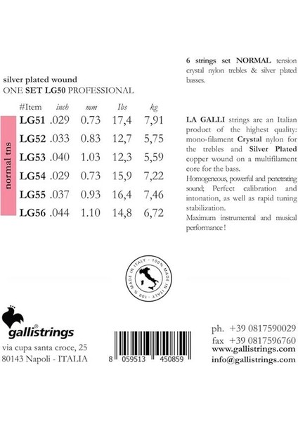 Strings Lg 50 La Klasik Gitar Teli Gümüş Kaplama fiyatları