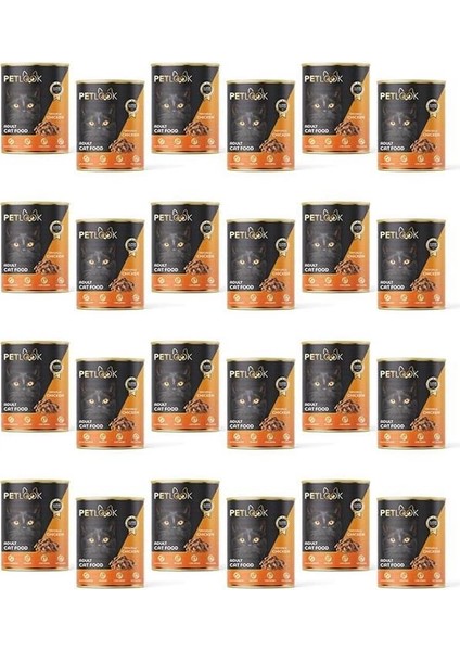 Konserve Kedi Maması Yetişkin Tavuk Etli, Parça Etli 415 gr 24 Adet Yaş Mama Düşük Tahıllı