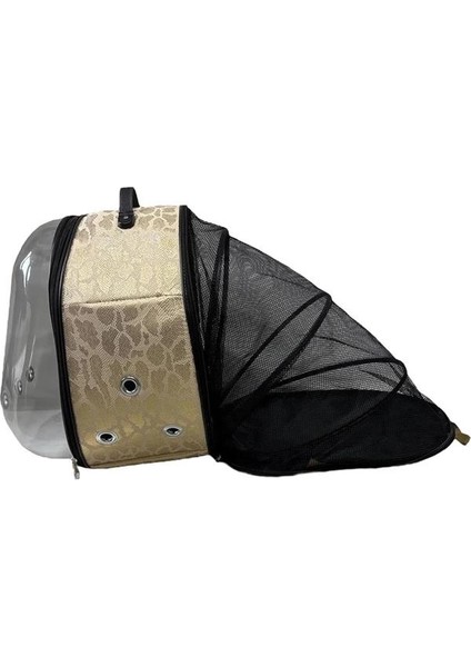 Şeffaf Astronot Fileli Kedi Köpek Taşıma Çantası 42X22X33 cm Snake Sarı