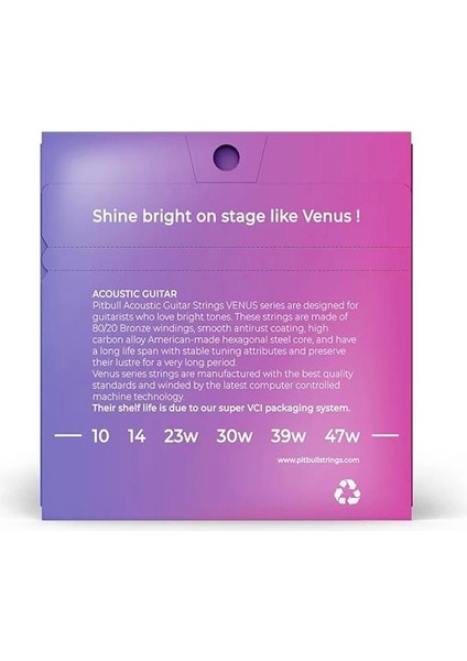 Akustik Gitar Teli Venüs Seri Vag 10-47 Sl(Super Light) - 3'lü Set(3 Adet Vag 10-47 Sl + fırsatları