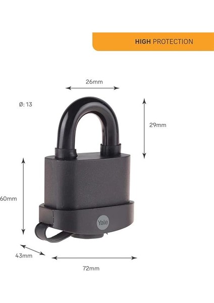 Y220B/71/130/1 - 71MM Pvc Kaplamalı Marin Asma Kilit - Yüksek Koruma - Çift Kilitleme - modelleri