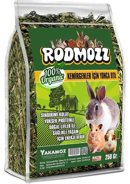 Rodmozz Orijinal Gerçek Yonca Kemirgen Otu 250 gr Kilitli Paket