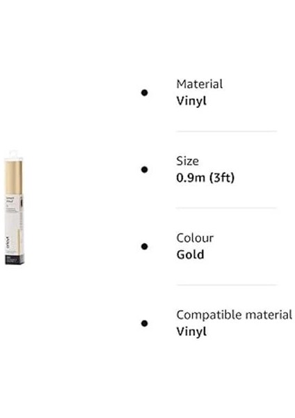 Crıcut 2008615 Smart Vinil Kalıcı 33X91CM 1 Sayfa Işıltılı Altın