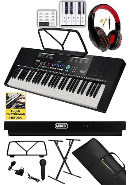 PS-2500KS LED Ekran 61 Tuşlu Org Klavye (Stand Çanta Kulaklık Adaptör Notalık)