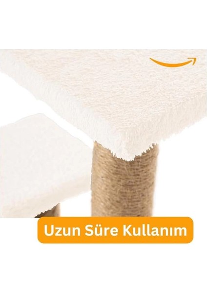 Beylini 2 Li Kedi Tırmalama Tahtası Peluş Kumaş Silinebilir Demonte 42 cm Yükseklik 2 Adımlı Zıplama