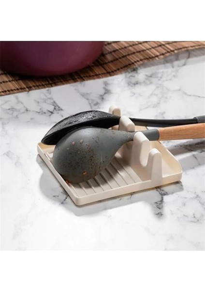 Tezgah Üstü Kirli Kaşıklık, 14X12 cm Plastik Mutfak Kepçelik, Kaymaz Tabanlı, Kolay