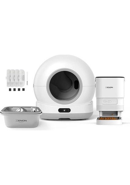 Akıllı Otomatik Kedi Tuvaleti (Kamerasız) Mama Kabı Besleme Kasesi (Kamerasız) Çelik Su