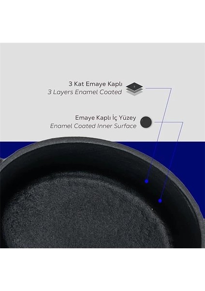 Metal Oval Mini Tencere, Mavi