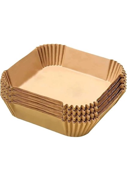 Airfryer Pişirme Kağıdı 50 Adet Kare Fırın Tepsisi Yanmaz Yapışmaz Gıda Parşömeni Sıcak Hava