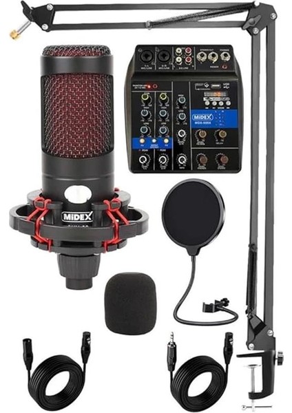 Cxn-30 Paket-2 +48V Mikserli Condenser Mikrofon Stand Seti