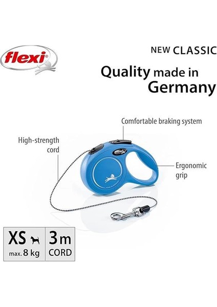 Flexi New Classic Xs Beden Mavi 3mt Ipli Tasma fiyatları