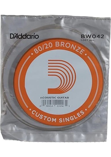 D'addario BW042 Akustik Tek Tel, 80/20 Bronze Wound, 042, (La) Pak indirimleri