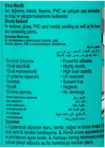 Universal Silikon Siyah 310 ml modelleri