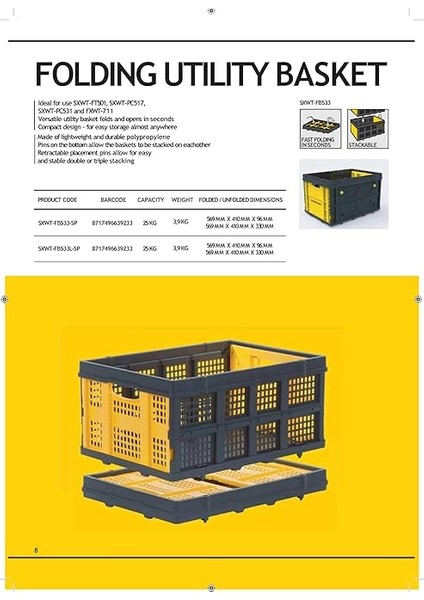FB533 25KG Katlanır Çok Amaçlı Taşıma Sepeti