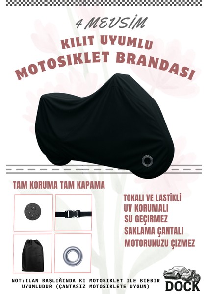 Siyah Honda Cb 125 F Kilit Uyumlu Motosiklet Brandası(4 Mevsim)