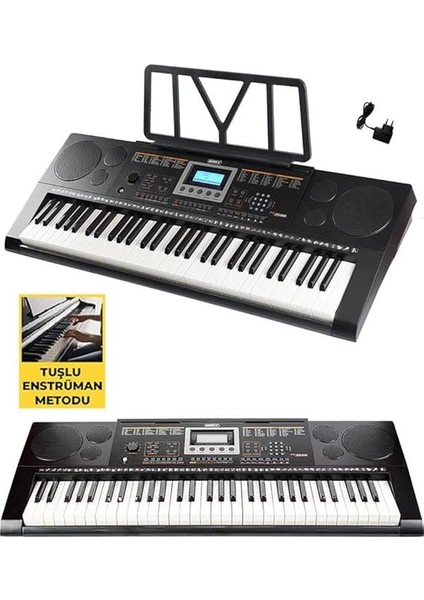 PS-3500 Tuş Hassasiyetli Org 61 Tuşlu Org 5 Oktav Çanta Nota Standı Adaptör (300 Ses 300 modelleri
