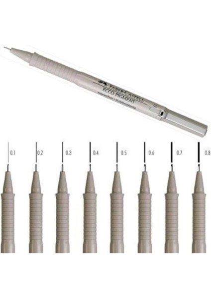Faber-Castell Ecco Pigment Teknik Çizim Kalemi, 0.2 mm Uç, Işık ve Su Geçirmez Mürekkep, Cetvel ve modelleri