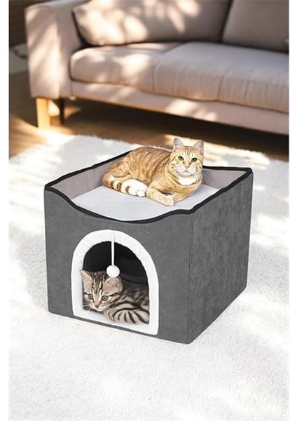 Sevimli Katlanır Taşınabilir Çok Fonksiyonlu Kapalı Kedi Evi Yatağı Kahverengi modelleri