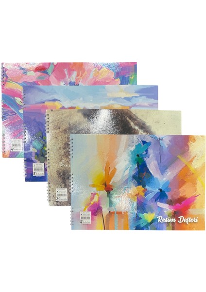 25X35 cm 40 Yaprak Spiralli Karton Kapak Resim Defteri - 12'li Paket fiyatları