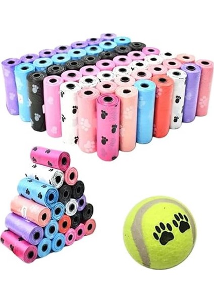 Krotech Köpek Kaka Poşeti, 8 Rulo Kaka Torbası, Köpek Oyun Topu Hediyeli, Kokusuz, Dışkı Torbası