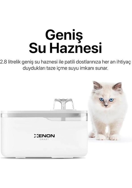 Akıllı Otomatik Kedi Su Pınarı Mobil Uygulama Denetimli Geniş Hazneli Pet Sebili LED modelleri