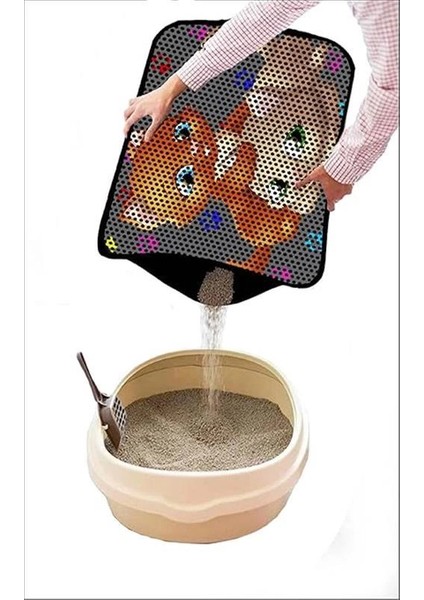 Elekli Desenli Kedi Tuvalet Önü Paspası 60 x 45 cm Pati Kediler modelleri