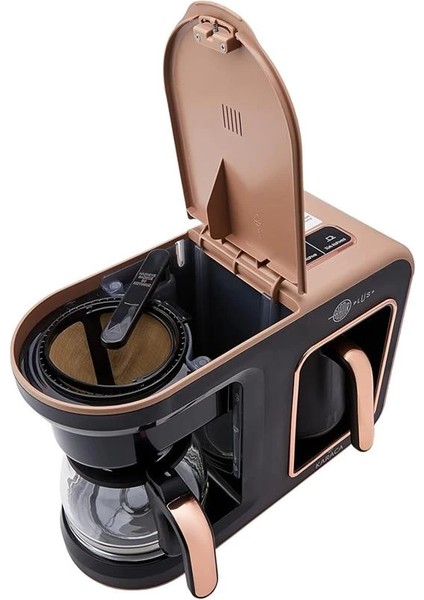 Hatır Plus 2 In 1 Kahve Makinesi, Türk Kahvesi Makinesi, Filtre Kahve Makinesi, Rosie Brown