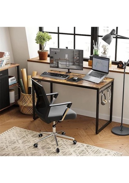 Bilgisayar Masası, 8 Kancalı Ofis Masası, 120 x 60 x 75 Cm, Metal, Endüstriyel Tasarım fiyatları