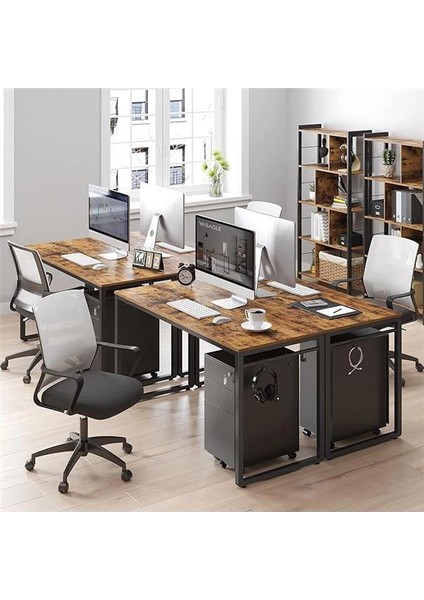 Bilgisayar Masası, 8 Kancalı Ofis Masası, 120 x 60 x 75 Cm, Metal, Endüstriyel Tasarım indirimleri