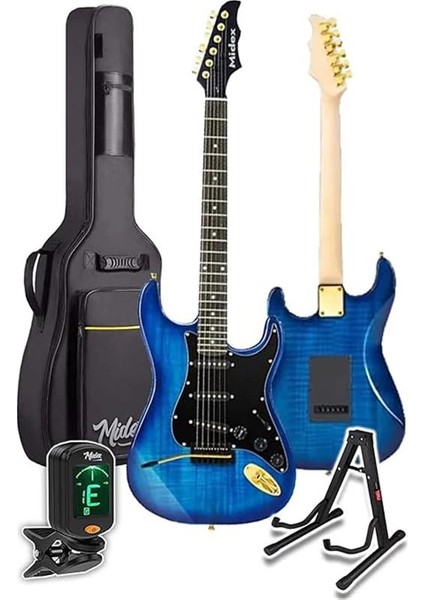 GLC-40BL Profesyonel Elektro Gitar Mavi (Stand Gigbag Askı Capo Tuner Pena Kablo Yedek Tel) fiyatları