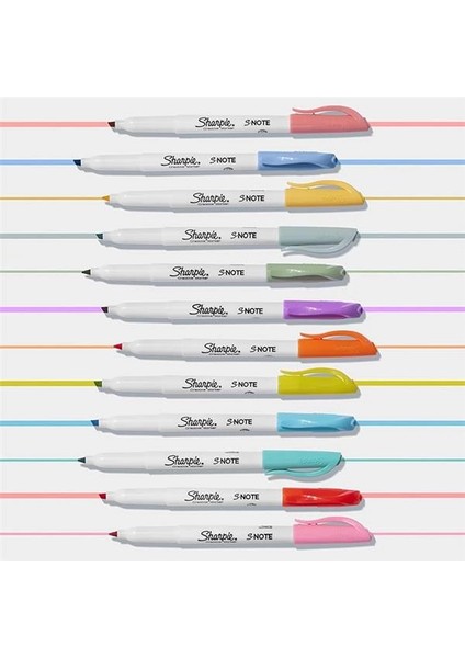 Sharpıe S-Note Fosforlu Işaretleme Kalemi, 12'li Blister, Karışık