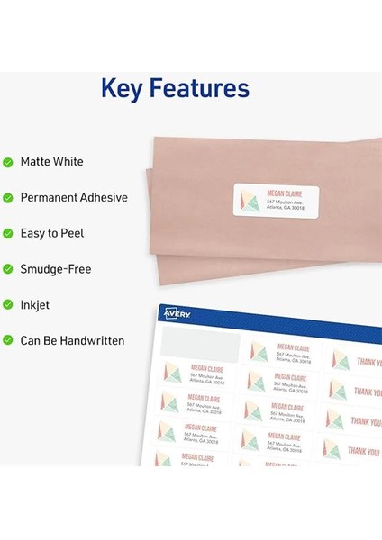 Emin Beslemeli Kolay Soyulabilir Yazdırılabilir Adres Etiketleri, 1" x 2-5/8", Beyaz, 3.000 indirimleri