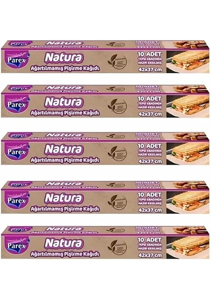 Natura Ağartılmamış Hazır Pişirme Kağıdı 10 Yaprak x 5 Paket