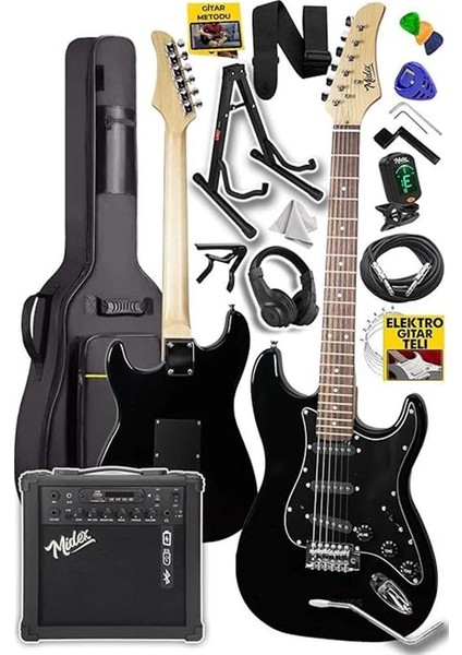 RPH-30BK-25AMP Gül Klavye Sss 25W Amfili Elektro Gitar Seti