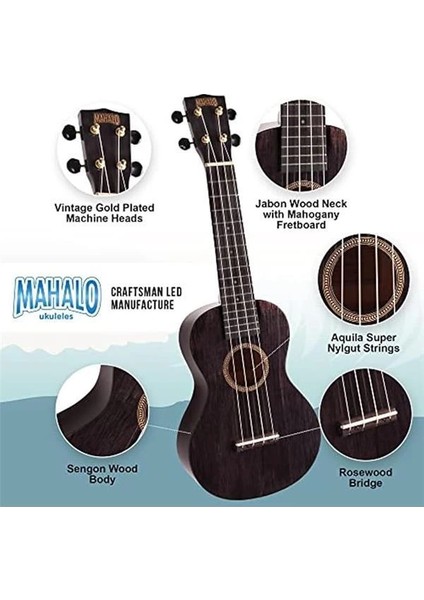 Hano Series Concert Ukulele (Transparent Black) fiyatları
