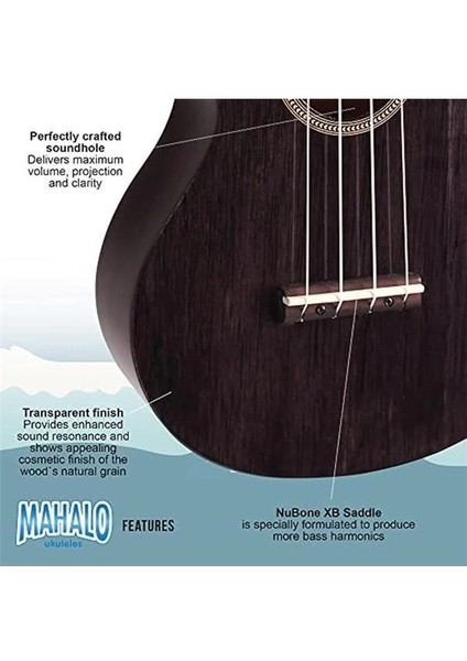 Hano Series Concert Ukulele (Transparent Black) modelleri