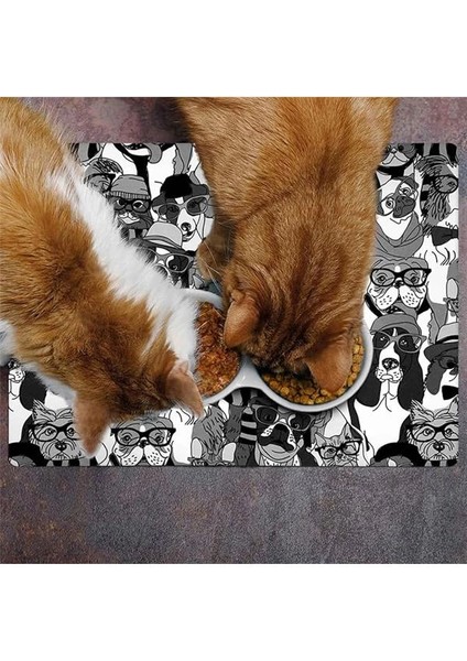 Mama ve Su Evcil Hayvan Beslenme Matı, Kolay Temizlenen Emici Su Geçirmez Kumaş, Küçük Orta