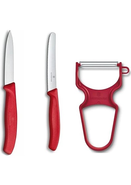 Soyma Bıçağı Seti, 3 Parça Kırmızı