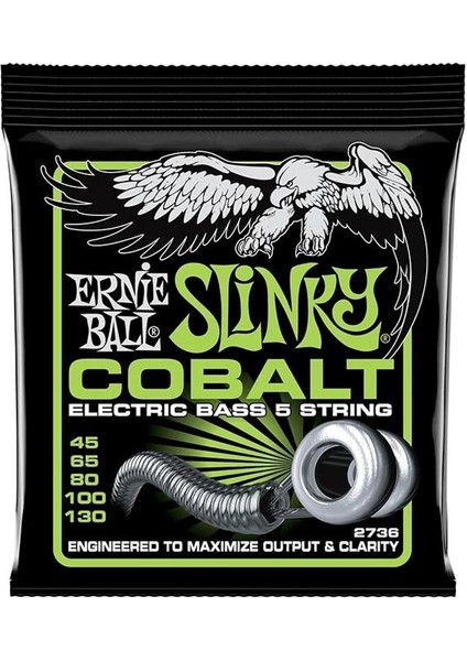 Bass 5 Slinky Kobalt E-Bas Telleri, 45-130