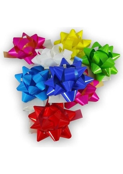 Yapışkanlı Hediyelik Yıldız Paket Süs/fiyonk - 100 Adet
