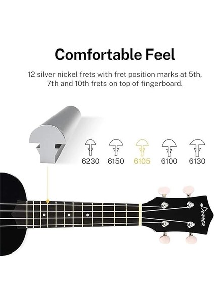 DUS-10N Soprano Ukulele Seti (Siyah) modelleri