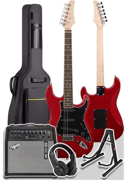 RPH30RD-50AMP Red Elektro Gitar Seti 50 Watt Bluetooth Şarjlı Amfi Kulaklık Full Set fiyatları